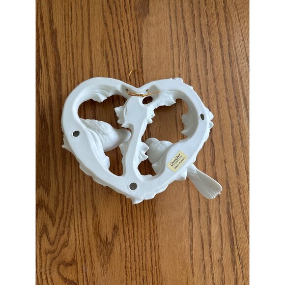 Porcelain Heart Shaped Wall Hanging Art Doves By Crowning Touch Collection - Picture 5 of 8